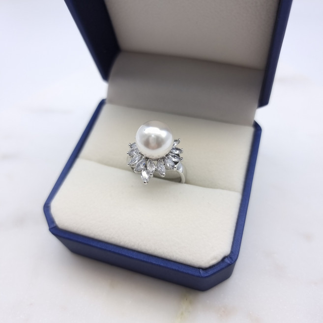 리얼99 혼주한복 진주반지 정장펄반지 큐빅진주셋팅반지