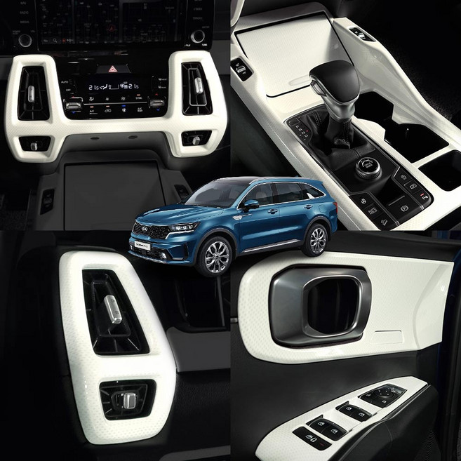 쏘렌토 MQ4 튜닝 실내 카본몰딩 기스방지 용품, MQ09 콘솔박스리어커버-크림아이보리