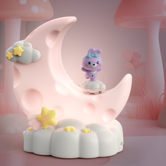 애니버디즈 귀여운 캐릭터 초승달 무드등 수유등, 핑크래빗