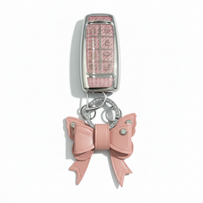 어니트 제네시스 호환 크리스탈 차키케이스 자동차 키링 키홀더, G-3(6버튼), 핑크