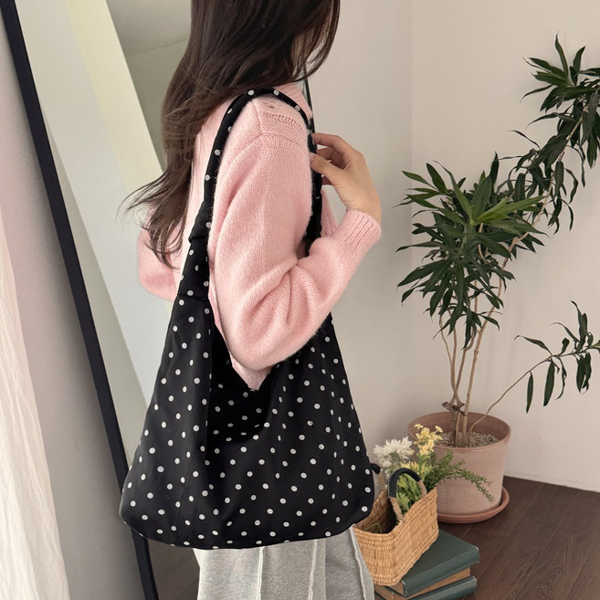 리보 도트 빈티지 매듭 숄더백 땡땡이 에코백 아이패드 보부상 가방