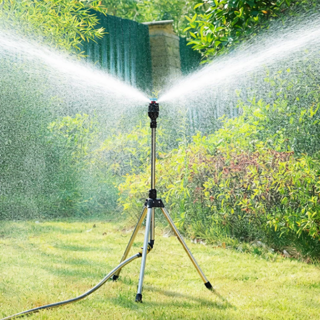 퓨어09 와이드 360도 강력분사 8950mm 삼각대 조절식 스프링쿨러기, 블랙, 1개