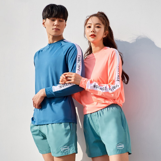 벤디스 커플 래쉬가드 상의 비치웨어 벌스 M222, 네온옐로우