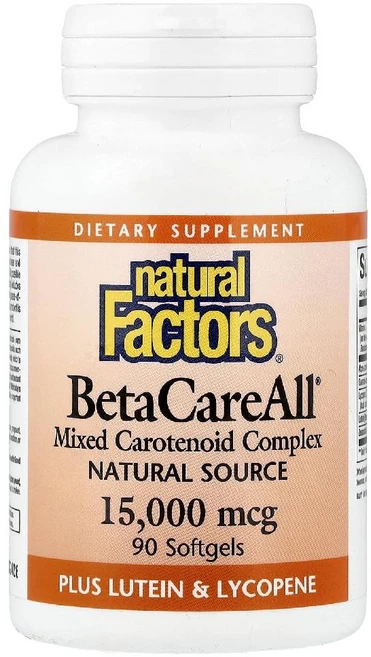 내추럴팩터스 베타케어올 15000mcg 비타민 라이코펜 알파카로틴 지아잔틴 소프트젤 90정, 120g, 1개 - 쿠팡