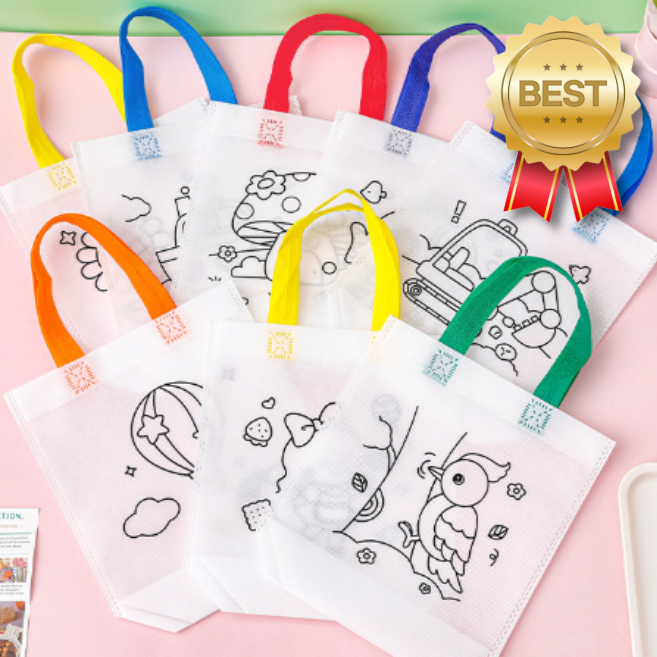 부직포 가방 색칠하기 꾸미기 노인 인지활동프로그램 미술 재료키트, 10개