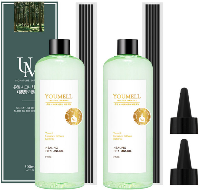 유멜 시그니처 디퓨저 대용량 리필오일, 2개, 500ml, 힐링피톤치드