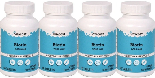 비타코스트 비오틴 7500mcg, 60정, 4개, 60정 - 쿠팡