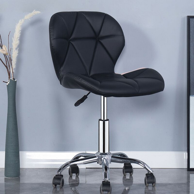 BIKASU 편한 화장대의자 높이조절 360도 회전 바퀴형 책상의자 인체공학 사무용 의자, 1개, 블랙