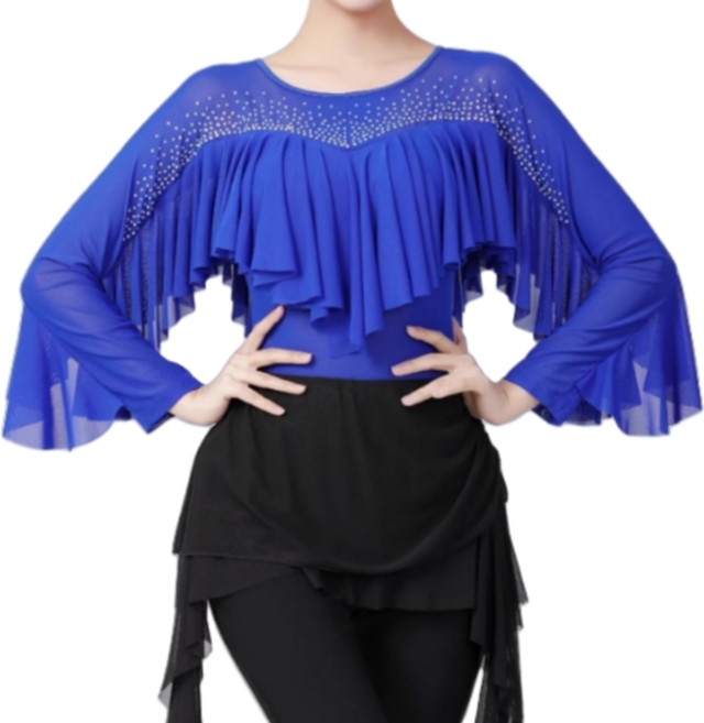 아랑 고고 장구 댄스복 반짝이 무대의상 빅사이즈 쉬폰 셔츠 바지 프릴 난타 공연복