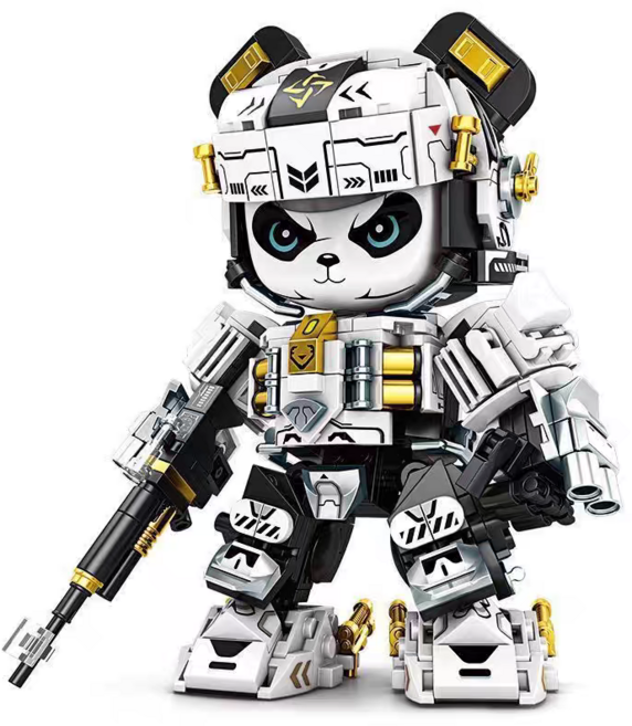 로봇 블록 호환 블록 프라모델 성인 조립놀이, 로봇 판다 (525 PCS), 1개