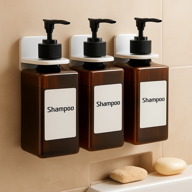 무타공 접착식 욕실 샴푸걸이 디스펜서 거치대 3개입, 화이트 3P, 1개