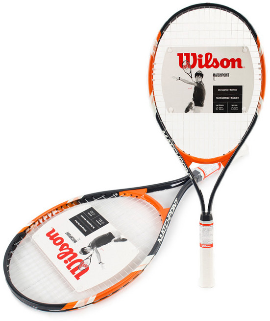 윌슨 매치포인트 XL 테니스라켓 입문자용 초급자용112sq 295g, 1개, 블랙오렌지