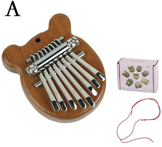 초보자용 미니 나무 손가락 피아노 8 음색 칼림바 핸드 피아노 크리스마스 음악 선물 키보드 악기 어린이