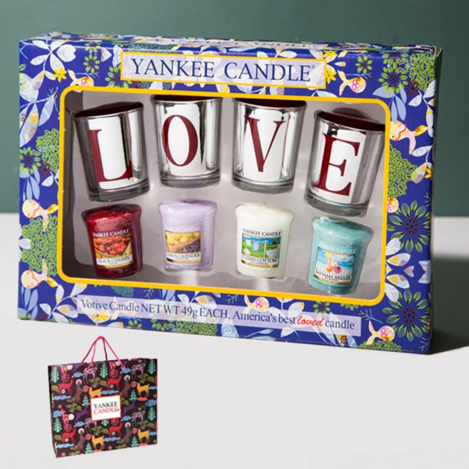양키캔들 보티브 LOVE홀더 8종 선물세트+쇼핑백, 베스트 4종 향