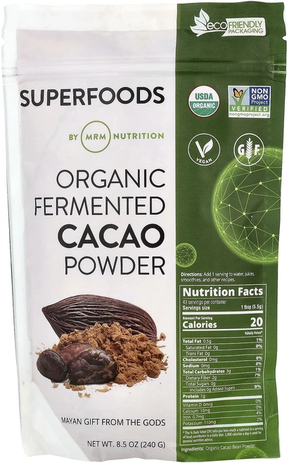 몸관리하세요 겨울입니다 MRM Nutrition 유기농 발효 카카오 분말 240g(8.5oz) 특별관리진행, MRMNutrition유기농발효카카오분말240g85oz, 240g, 1, 240g - 쿠팡