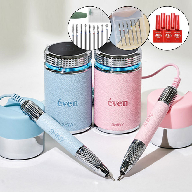 샤이니 뉴 프레스티지 이븐드릴 네일드릴+ 비트 25종+탑젤 5종, 1개, 화이트