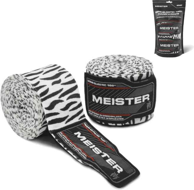 New 디자인 링사이드코리아 마이스터 복싱 핸드랩 프리미엄 반신축 격투기 붕대 4.5m 1쌍, 1세트, 지브라