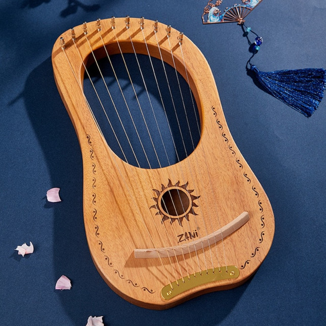 미니 하프 10/16 현 리라 나무 마호가니 초보자 악기 매칭 선물 핸드백 포함, [09] 10 String With Bag, 1개