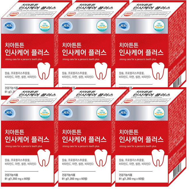치아튼튼 인사케어 플러스 칼슘 프로폴리스추출물 210mg, 60정, 6개