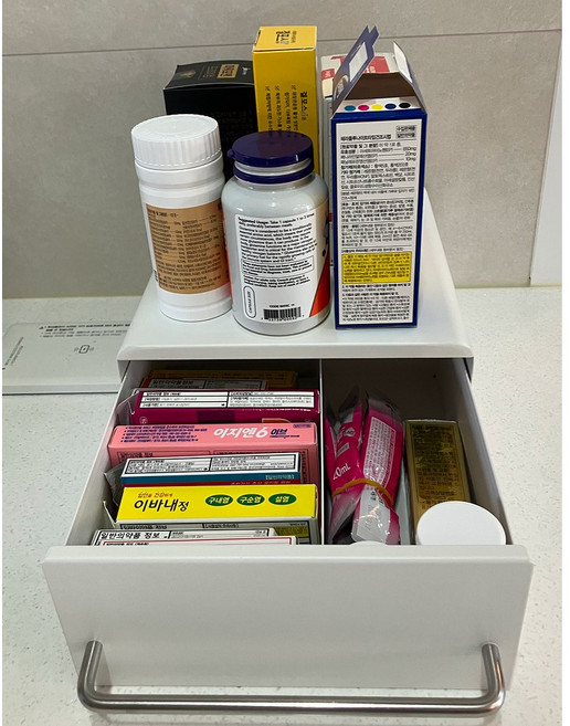 미카앤코 영양제 정리 서랍형 수납 보관함, 화이트, 1개