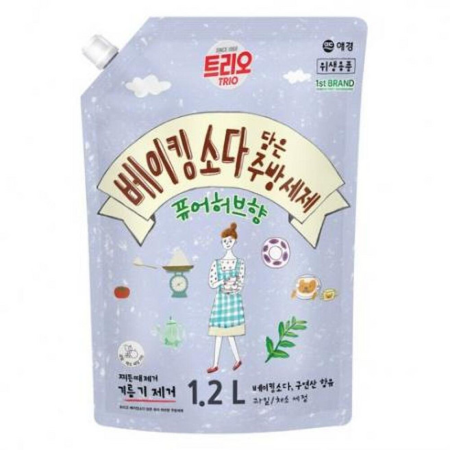 트리오 베이킹소다 담은 퓨어허브향 주방세제, 1.2L, 1개