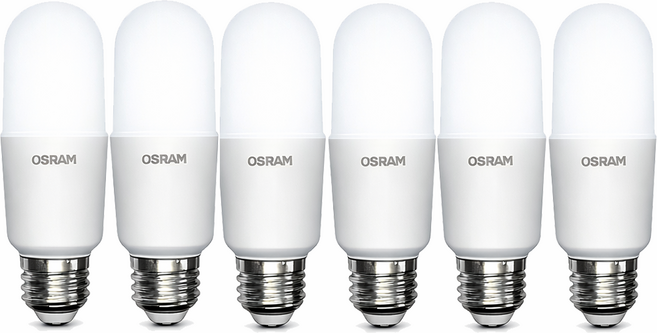 오스람 LED 스틱전구 9W E26 미니전구 램프 벌브 형광등 삼파장 대체, 주광색, 6개