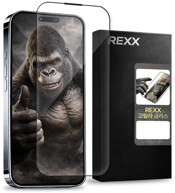 렉스 아이폰 코닝 고릴라 글라스 고경도 강화유리 휴대폰 액정보호 필름, 2개