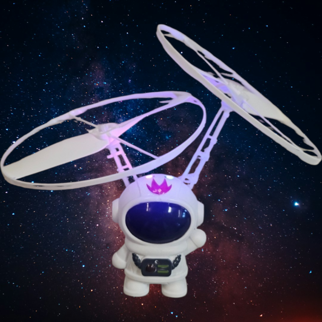 [현투몰] 우주비행사 USB충전 LED 자동비행 미니드론 실내용 플라잉기기, 1개, 화이트 우주로봇