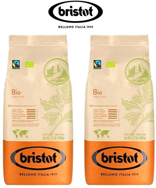 브리스토트 친환경 유기농원두 바이오 BRISTOT BIO - ORGANIC 이탈리아 에스프레소 원두커피 | 미디엄 로스팅 | 1kg 맛있는원두 홀빈 분쇄안함, 2개, 홀빈(분쇄안함)