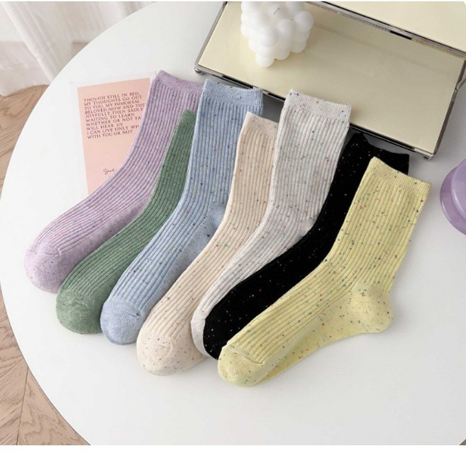 리니데이 여자 땡땡이 긴목 발목양말 데일리 포인트패션 여성양말