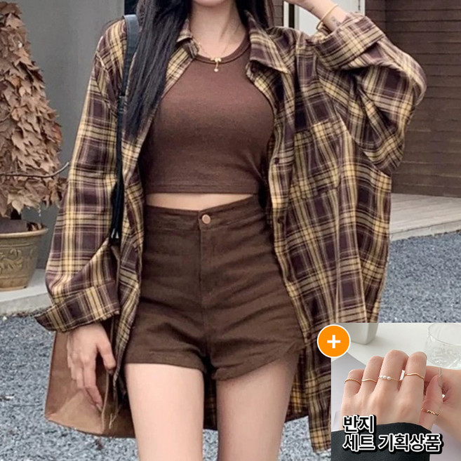 드마엘_여성 리오라 러블리 오버핏 체크남방 자켓 셔츠(4color) 루즈핏 데일리