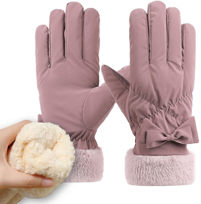 시크벤 여성용 두툼 기모 겨울 방한 스마트폰 터치 방수 털장갑