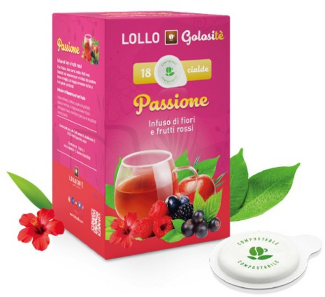 [롤로] PASSIONE | ESE 차 파드(포드)커피(44mm) | 3.3g 18개 | 히비스커스 | 이탈리아 나폴리 | 미슐랭쎼프가 극찬한 티 | 파드5종, 1개, 18개입