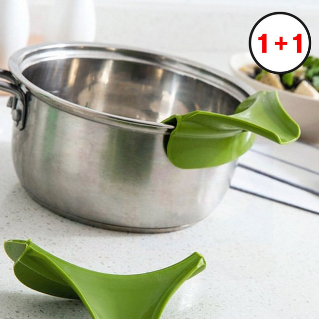 실리콘국물따르게 냄비깔때기 주방용품 국물방지 국자받침(1+1상품으로 주문수량의 2배수량 배송), 1개, 2실리콘따르개-블루