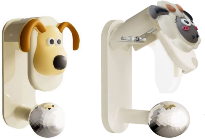 DEEPSUN 캐릭터 무타공 위로 조절가능 욕실대야 걸이 강력부착, 양+강아지, 2개, 화이트+베이지