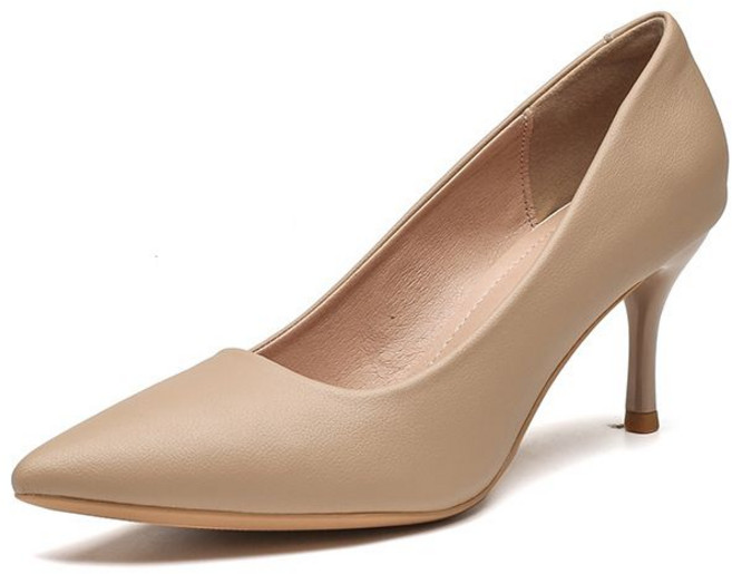 슬림소녀 여성 하이힐 화이트 스틸레토 힐 봄 가을 출근용 슬립온 알더 컴포트 우아