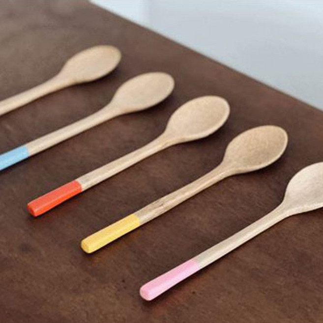 야마치쿠 대나무 스스케 숟가락 18cm 천연 우드 수저 스푼 디저트, 1개, 오렌지