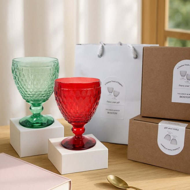 보스톤 고블렛 와인잔 대 400ml 2p 색상선택 기프트박스+쇼핑백포함, 블루 400ml