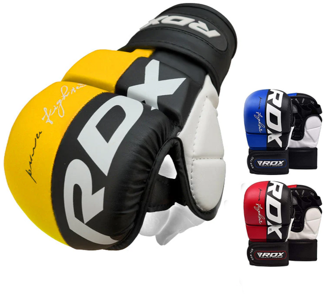링사이드코리아 RDX 렉스 MMA 오픈핑거 글러브 / 스파링 킥복싱 빵글러브, 옐로, 1세트
