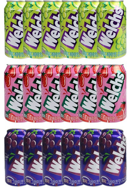 올따옴] 농심 웰치스355ml 포도6개+청포도6개+딸기6개, 355ml, 1개