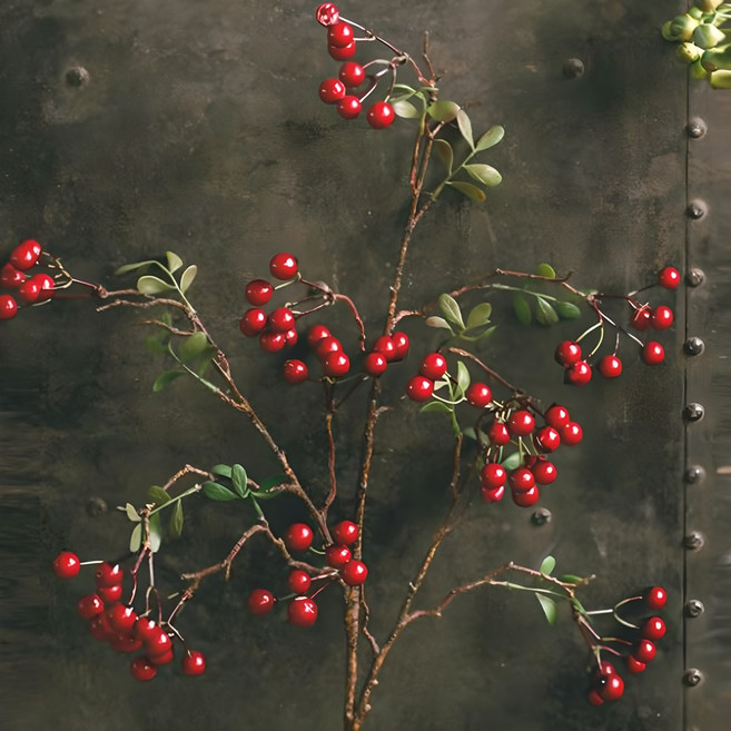 osshop 망개 빨간 열매 조화 가랜드 행잉 조화 크리스마스 장식 꽃 겨울꽃 꽃다발 리스 트리, 레드, 1개