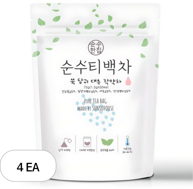 순수한집 쑥 당귀 대추 작약차, 1.5g, 50개입, 4개