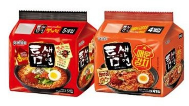 팔도 틈새라면(5입)+틈새매운김치(4입)/멀티팩(총2봉) 혼합무배, 9개