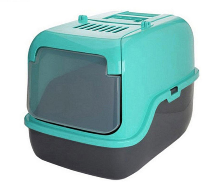 와이지통상 푸르미 후드형 고양이화장실 민트 고양이 하우스형 화장실, 상세페이지 참조, 1개