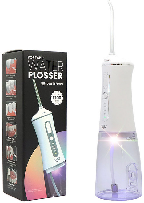 JTF F100 스탠드형 구강세정기 UV살균 맥동수압 사용자 맞춤모드 5개 세정팁, F100 화이트