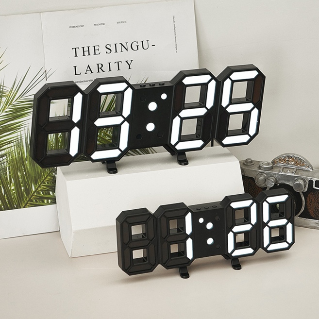 SUNNYTRIP LED 디지털 시계 벽시계 라지 무선 스탠드형 숫자시계 리모컨있음 30cm, 블랙+오렌지등