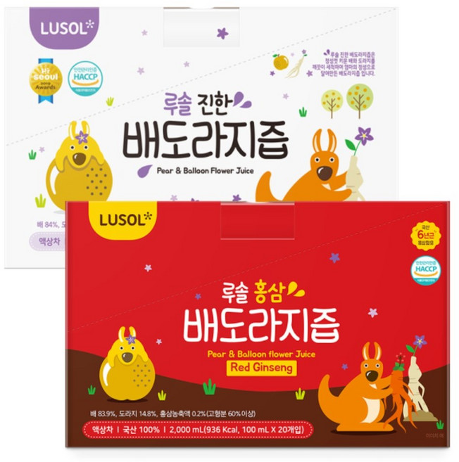 루솔 진한 배도라지즙 + 홍삼 배도라지즙, 60개, 100ml