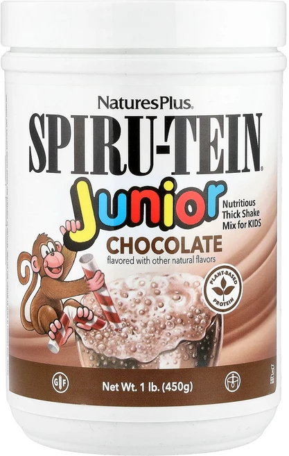 NaturesPlus Spiru-Tein® Junior 어린이를 위한 영양가 진한 쉐이크 믹스 초콜릿 1 lb (450 g) NaturesPlus (네이처스플러스), NaturesPlus Spiru-Tein® Junio, 450g - 쿠팡