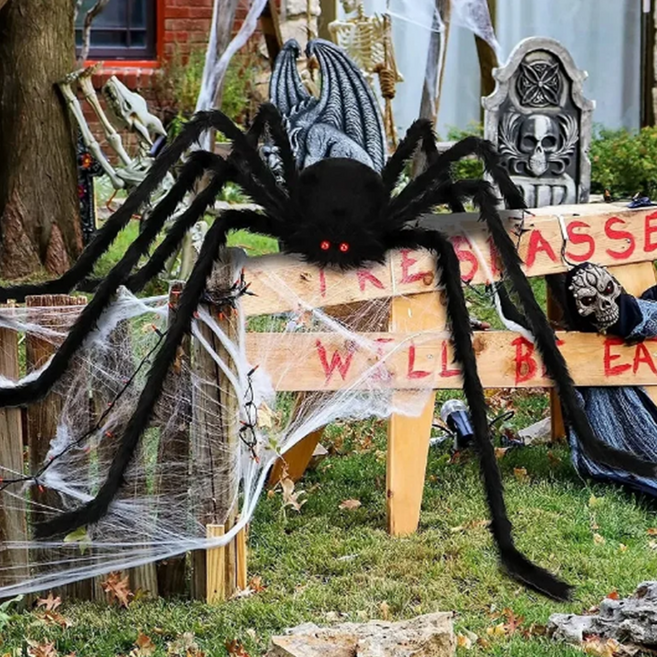 [왕거미 인형] 공포의 집 할로윈 장식 소품 대형 캠핑 파티 장난감 선물 다양한 사이즈, A. 왕거미 블랙 30cm