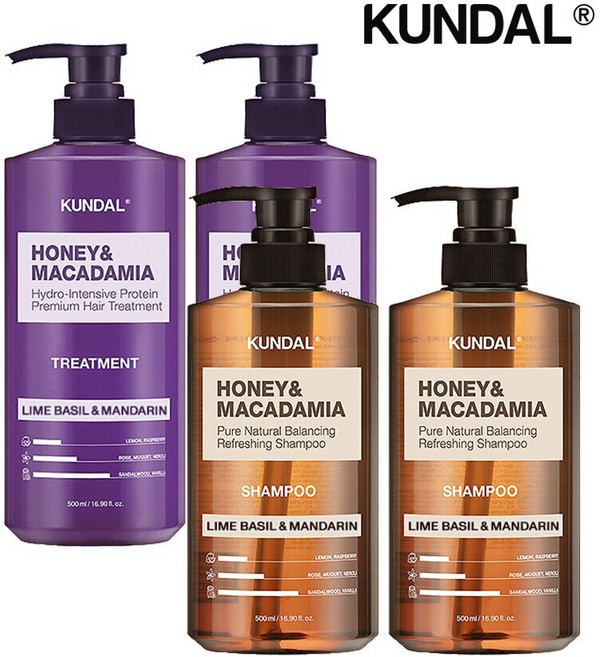 쿤달 네이처 샴푸 라임바질앤만다린 500ml x2개 트리트먼트 라임바질앤만다린 500ml x2개, 2세트
